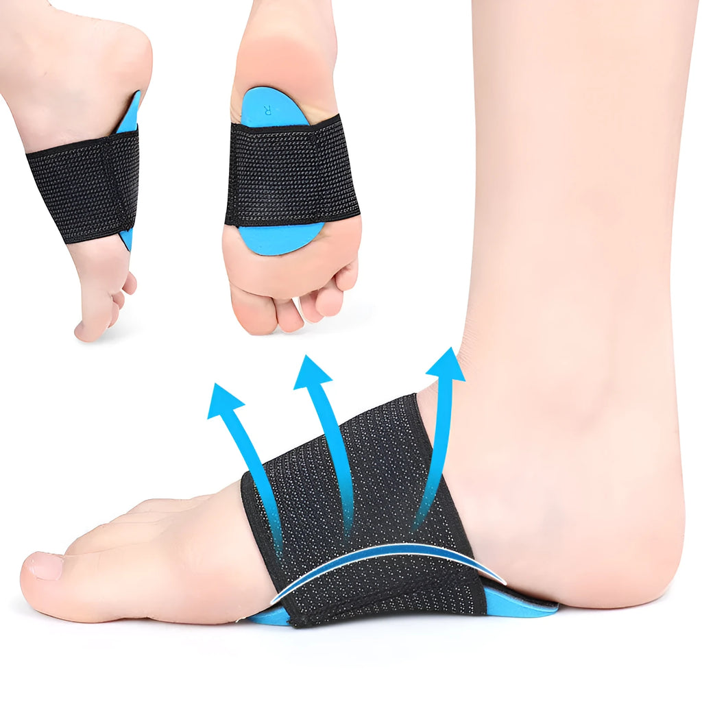 Blue elastic bandage sole foot pad for arch support in adult and children sizes