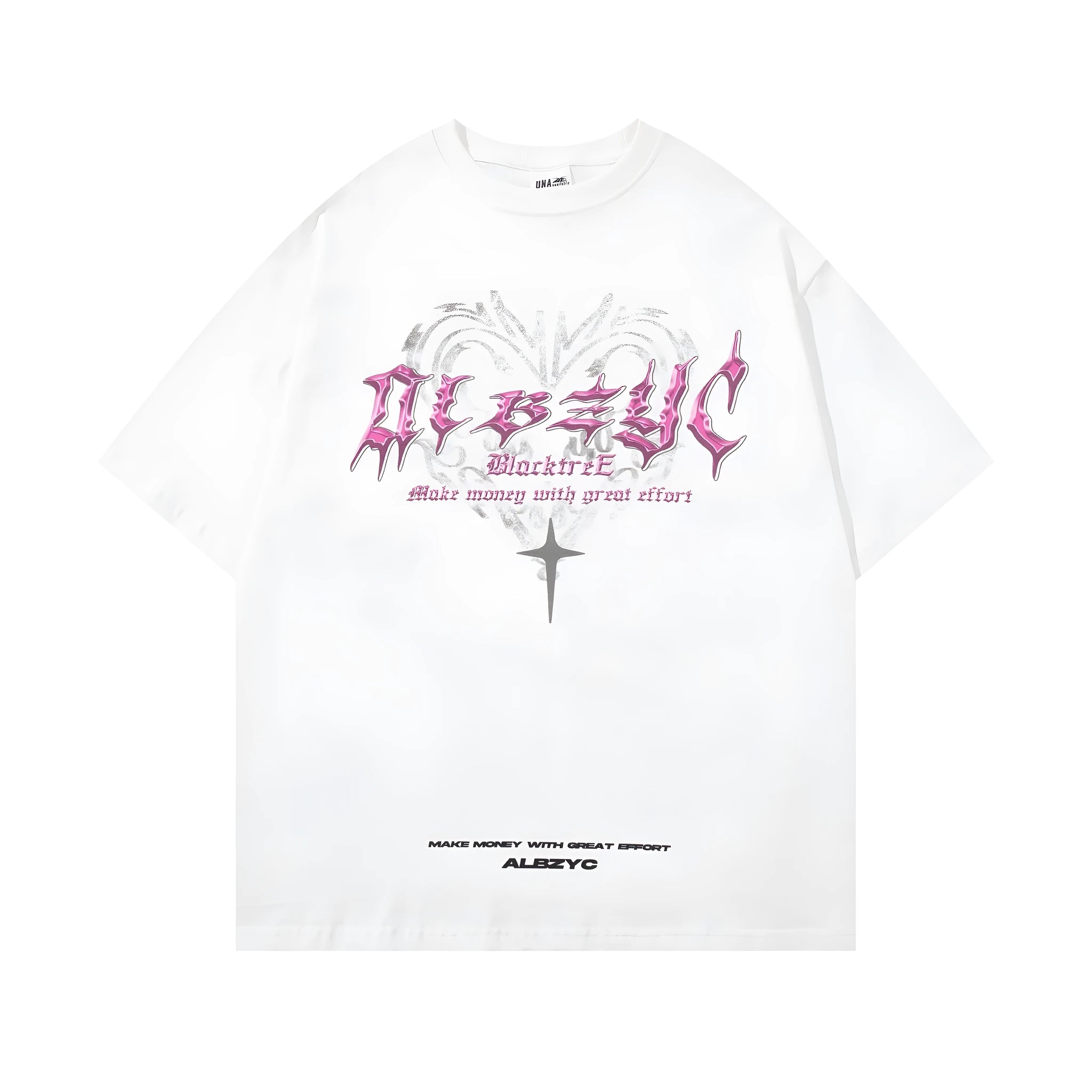 Men's loose fit cotton t-shirt with retro printed design in white colour showing short sleeves and round neck