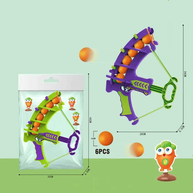 Children's plastic sticky ball radish bow toy set with green bow, six balls, and three targets