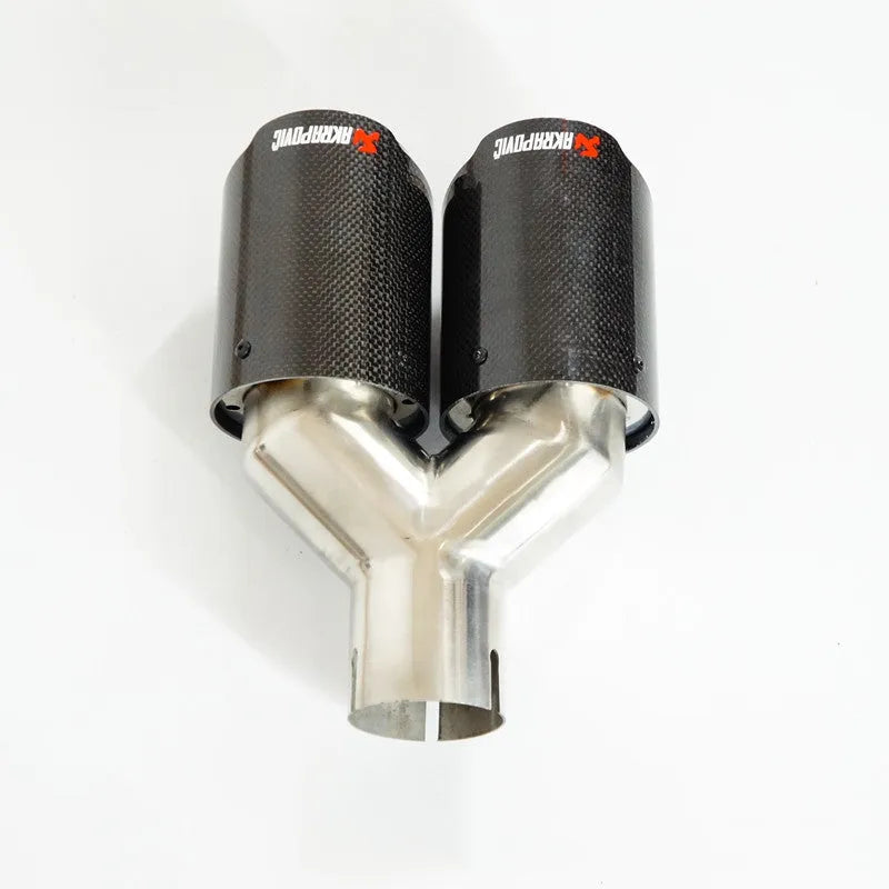 One modified two tail throat car decorative exhaust pipe carbon fibre stainless steel black bright 250x185x89mm