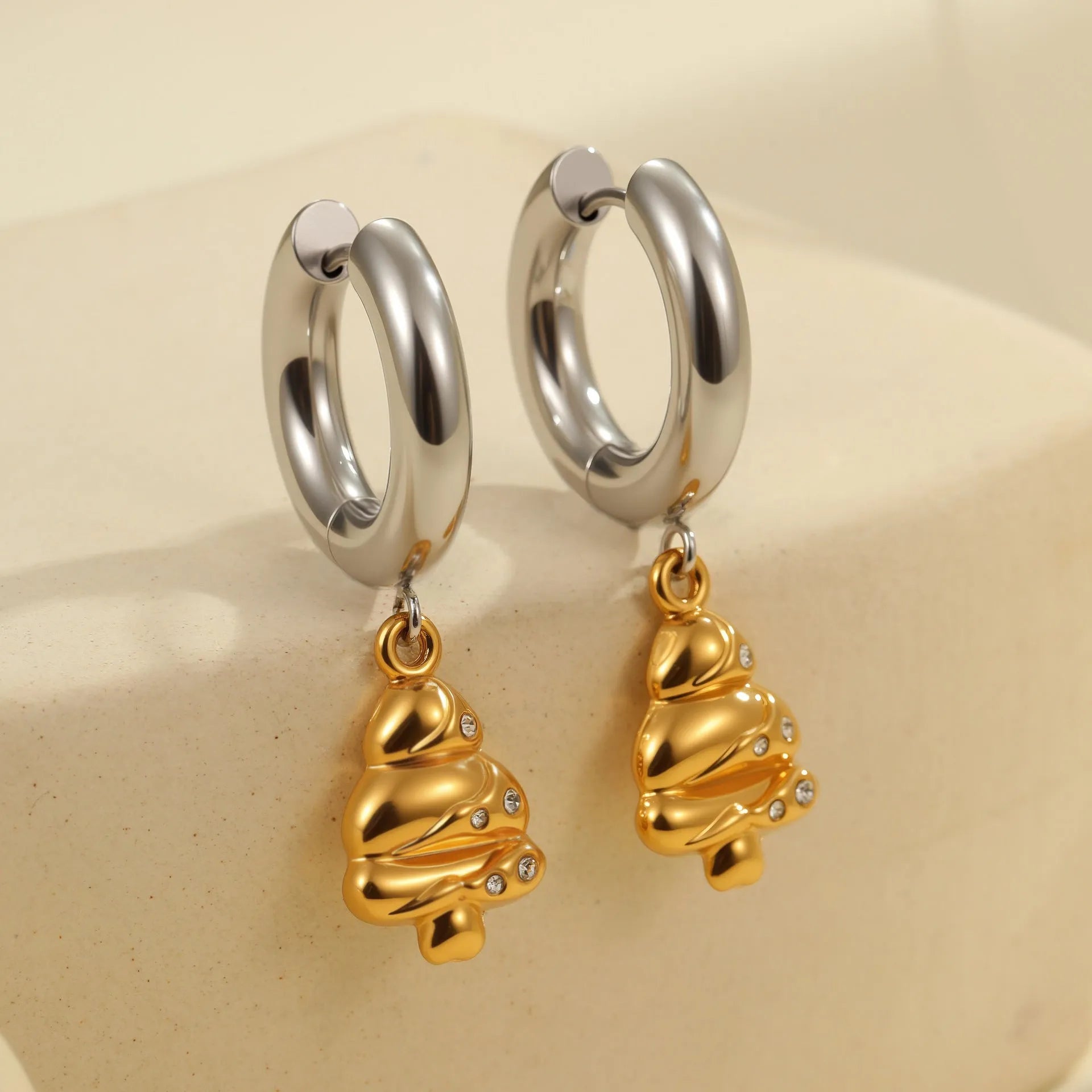 Christmas tree earrings stainless steel 18K gold plated heart star geometric dangle jewellery