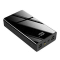 Large 40000mAh capacity power bank with LCD display in red and black plastic case