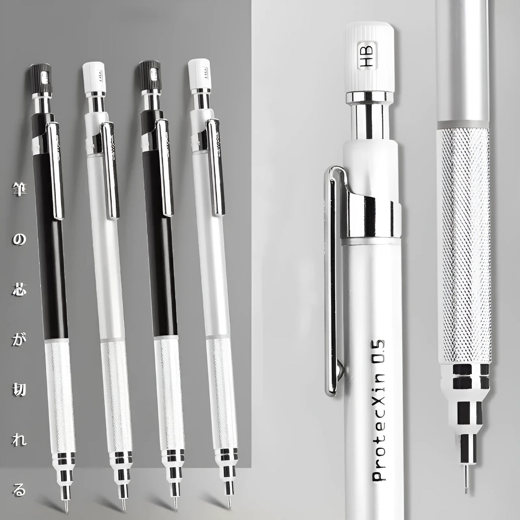 Mechanical pencil with low centre of gravity design, 0.5mm HB refill, available in black colour