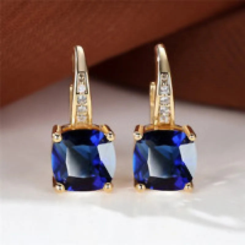 Square geometric moissanite ear clip in gold electroplated finish with quadrilateral design