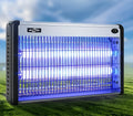 Electric mosquito killing lamp with ultraviolet light tubes and metal grid for indoor insect control