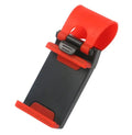 Black car steering wheel phone mount holder with adjustable bracket for smartphones