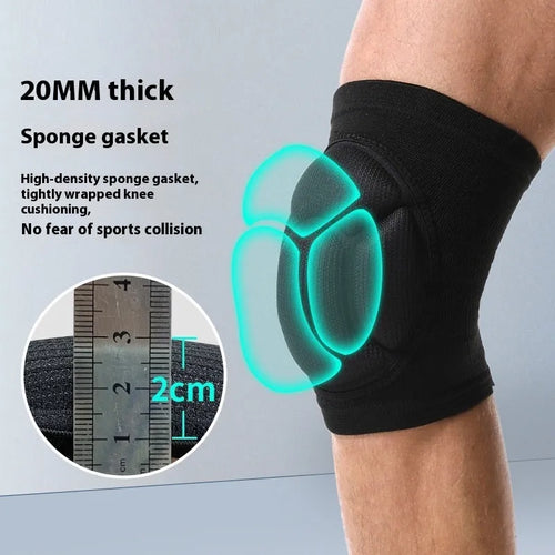 Black and blue thick sponge anti-collision kneepads for dance and sports protection