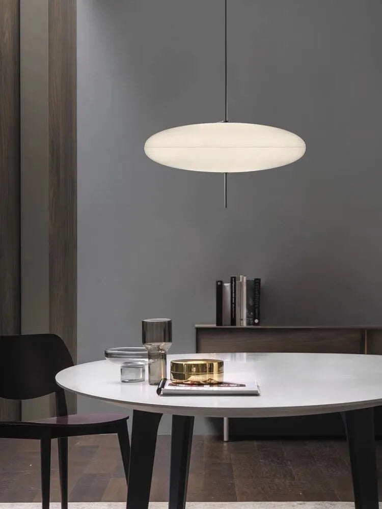 Nordic modern art retro designer UFO chandelier light in all white or black and white finish