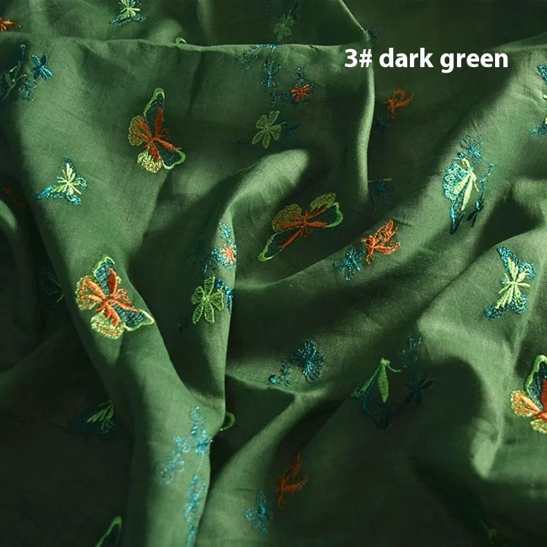 Pure ramie embroidery cloth fabric for Hanfu making in beige, green and dark green colours
