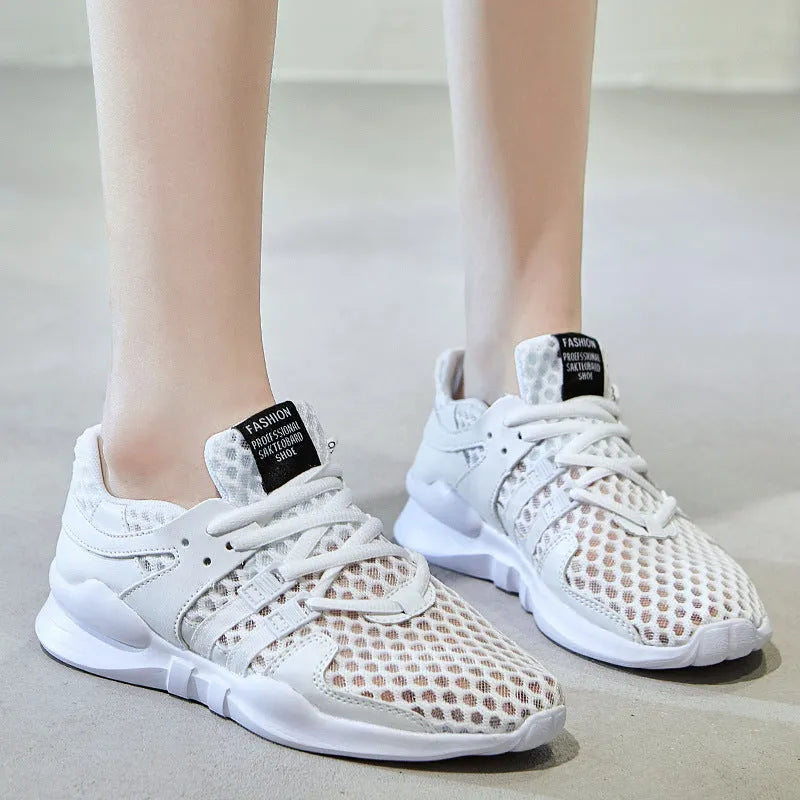 Breathable mesh sneakers with hollow-out design in low-top casual style