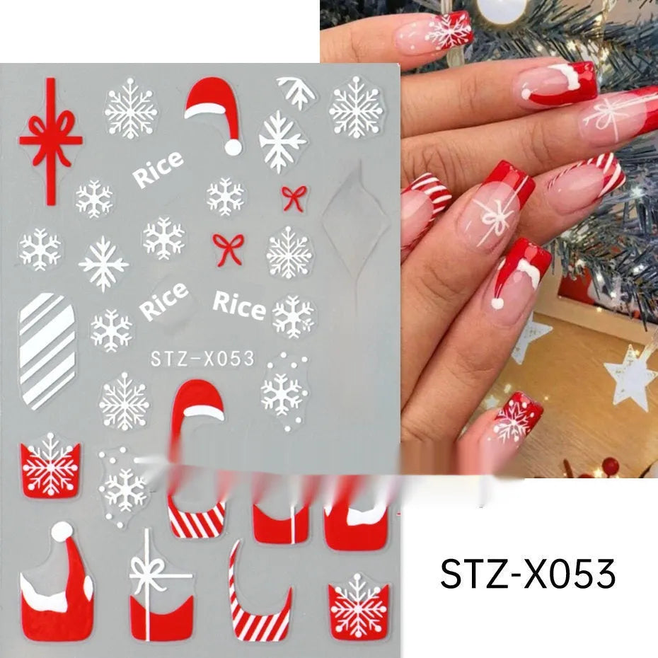 Pack of black and silver striped nail art stickers with cartoon and love pattern designs.