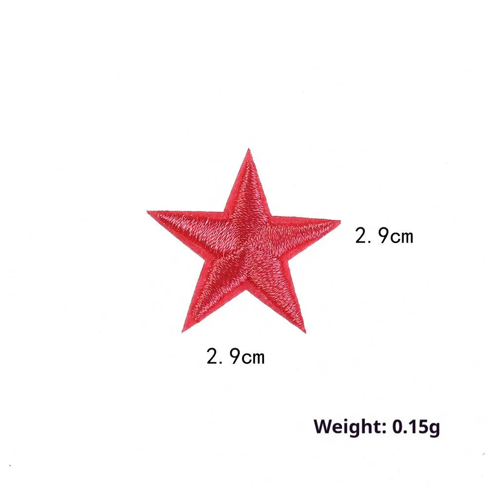 Colourful five-pointed star cloth embroidery labels for DIY clothing decoration.