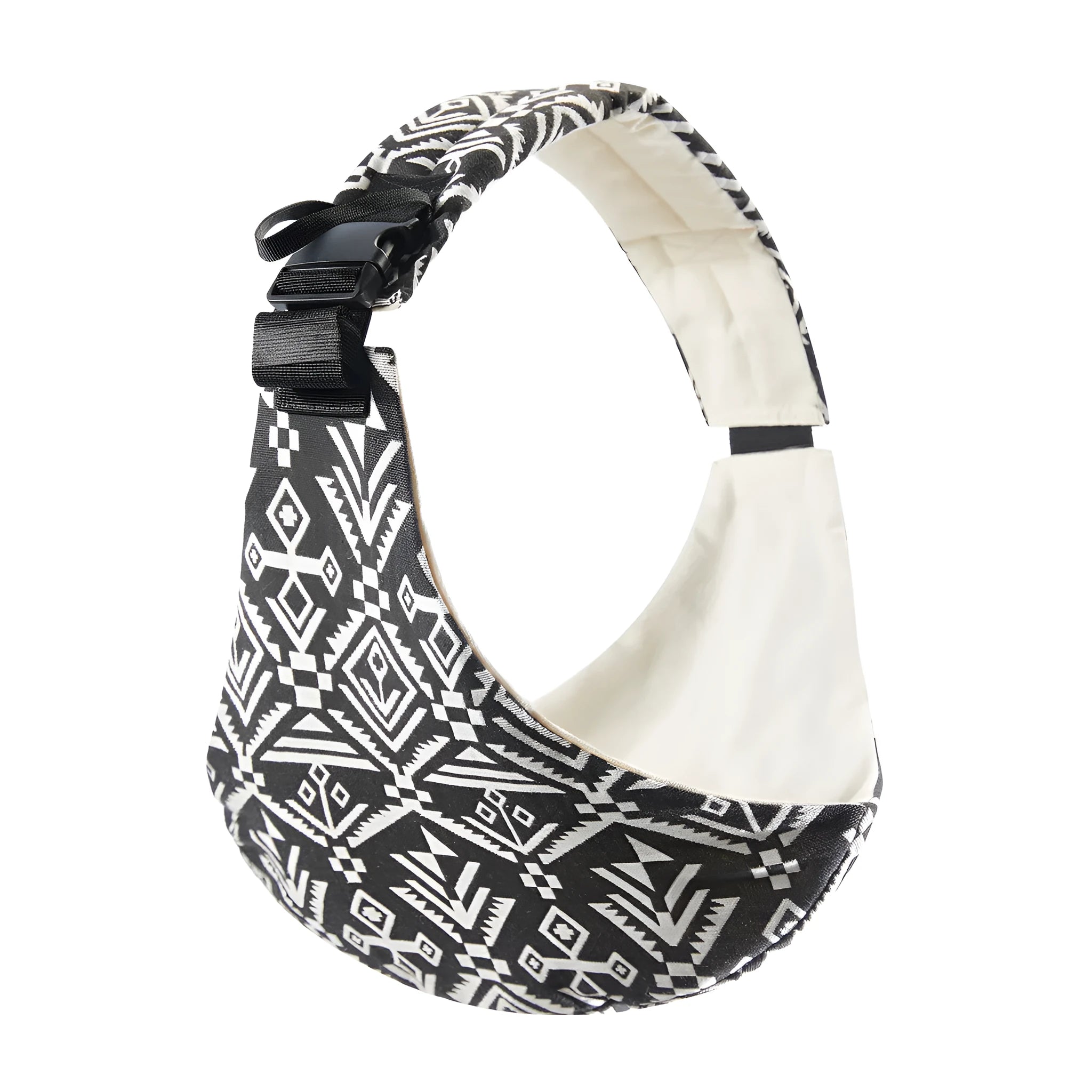 Front-carrying polyester baby sling carrier in pure black colour with adjustable straps for infant carrying up to 20kg