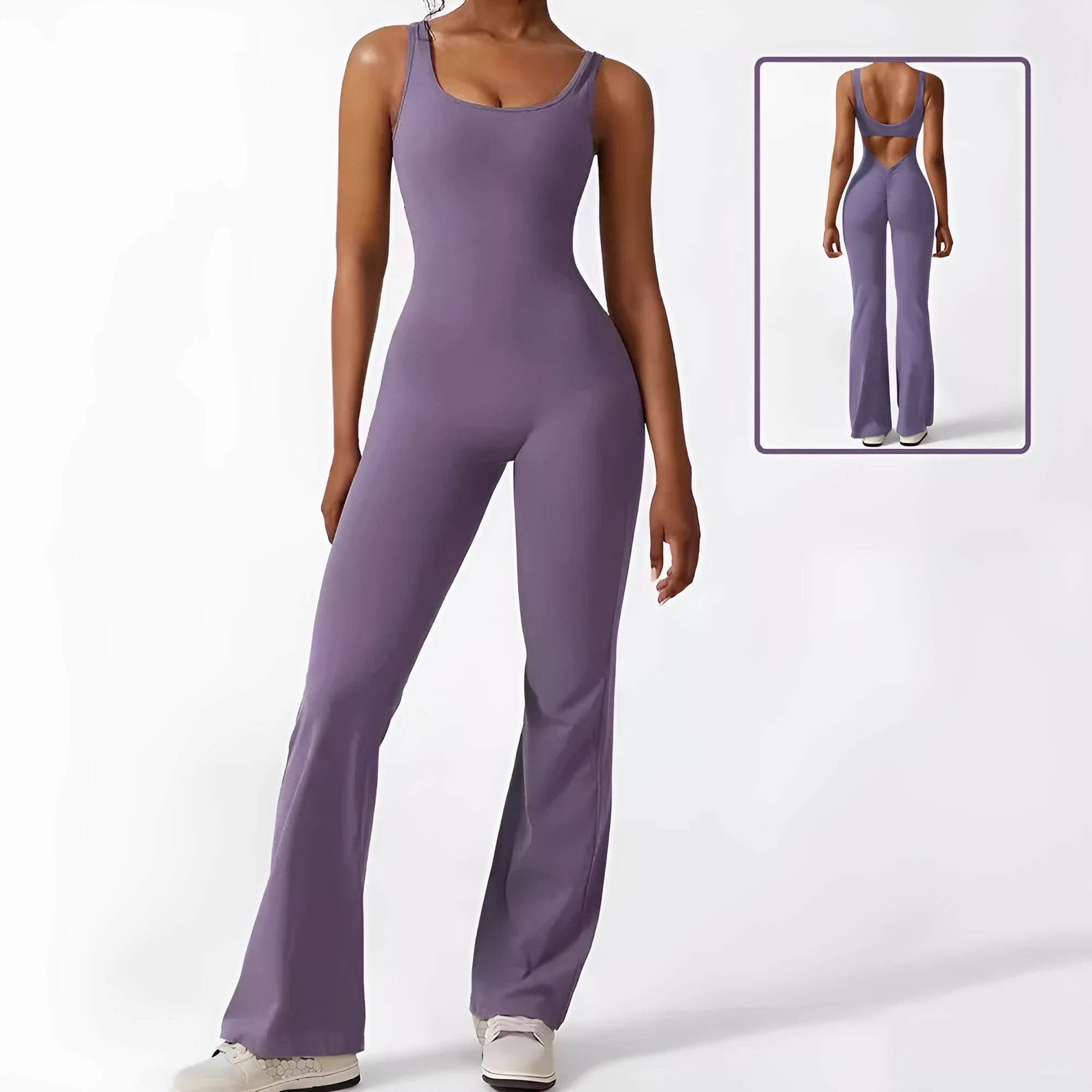 Women's sleeveless polyester yoga jumpsuit in various colours