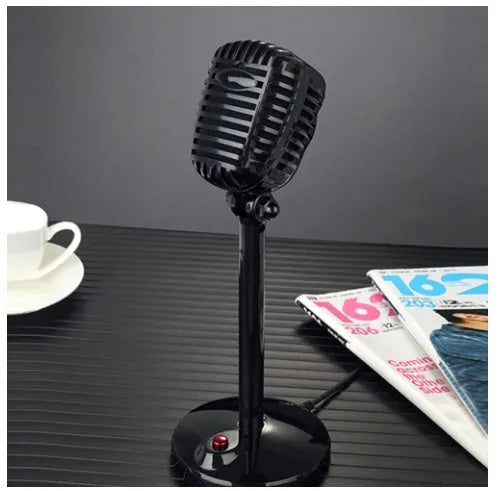 Black USB computer microphone on an adjustable stand with a foam windscreen.
