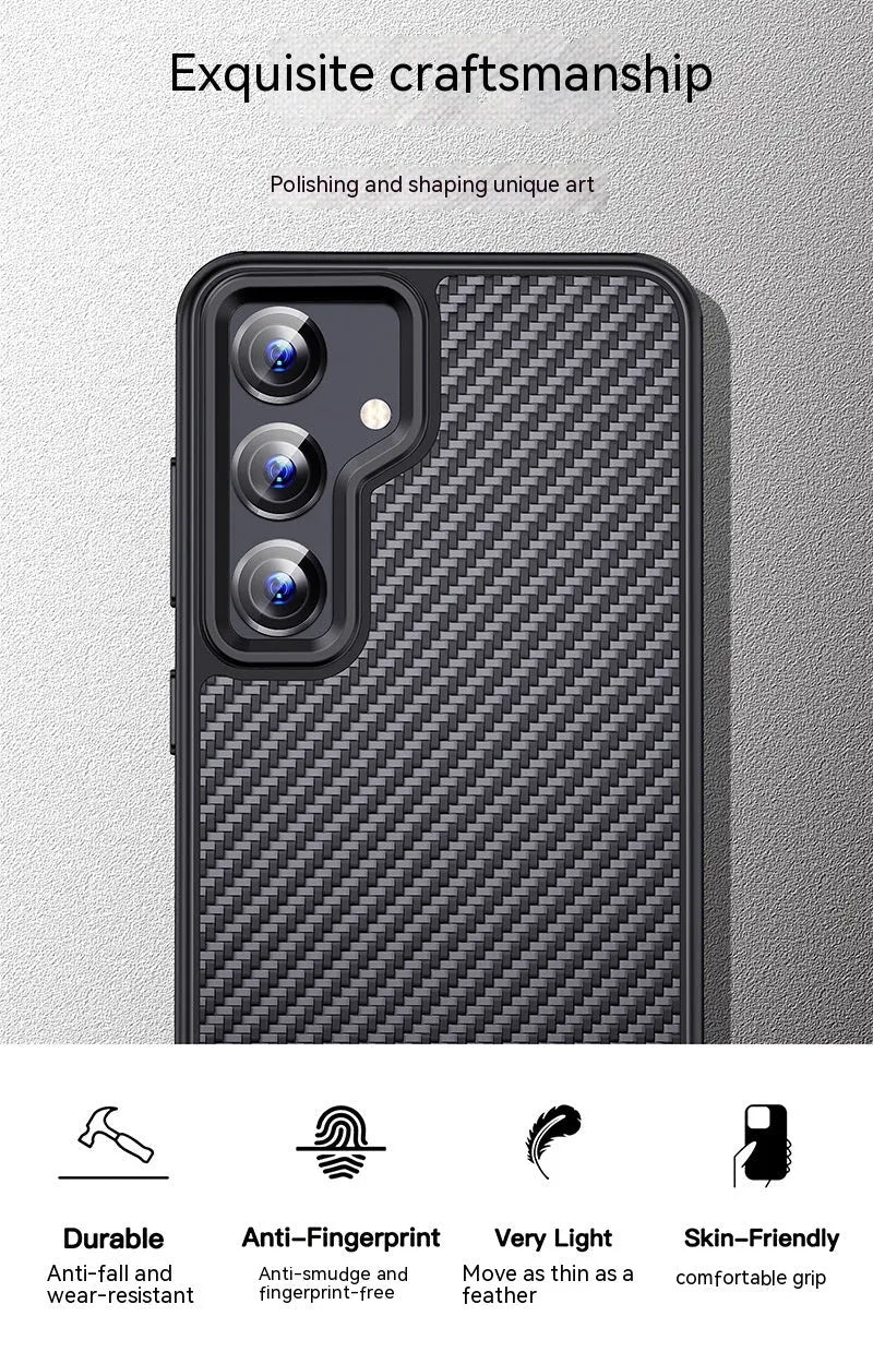 Aramid fibre frosted phone case magnetic shell for Samsung S23 S24 series black