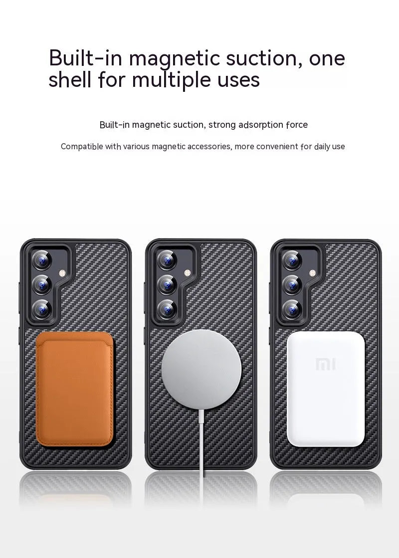 Aramid fibre frosted phone case magnetic shell for Samsung S23 S24 series black
