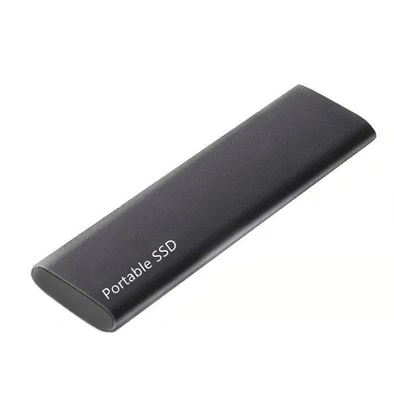 Ultra-thin metal mobile SSD external hard drive showing red colour option with capacity size display