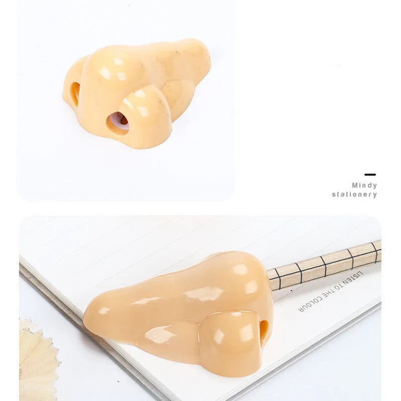 Flesh colour geometry plastic pencil sharpener with big nostril hole for standard pencils