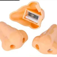 Flesh colour geometry plastic pencil sharpener with big nostril hole for standard pencils