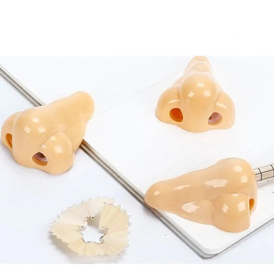 Flesh colour geometry plastic pencil sharpener with big nostril hole for standard pencils