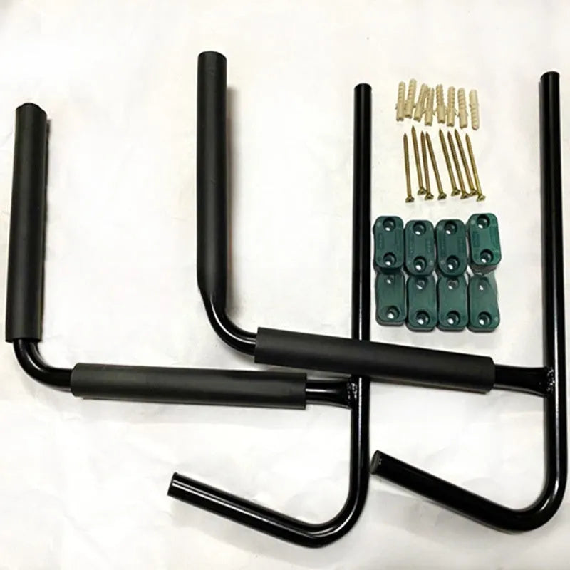 Carbon steel kayak and surfboard wall hanger bracket for garage storage