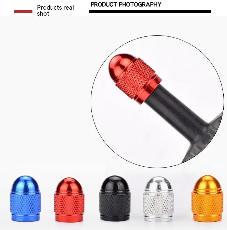 Aluminium mountain bike tyre valve cap with decorative bead in five colour options