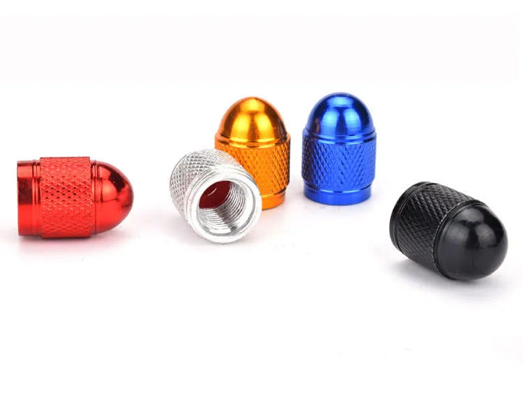 Aluminium mountain bike tyre valve cap with decorative bead in five colour options