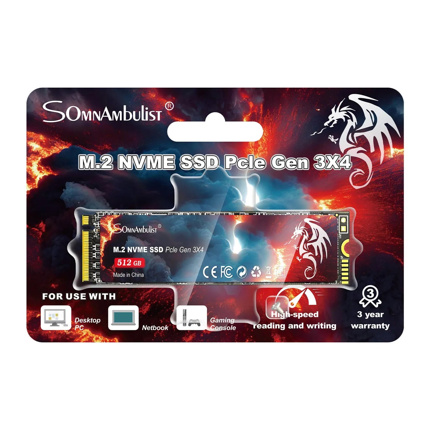 M.2 NVMe PCIe 3.0 Solid State Drive for desktop computers, showing compact 80mm length.