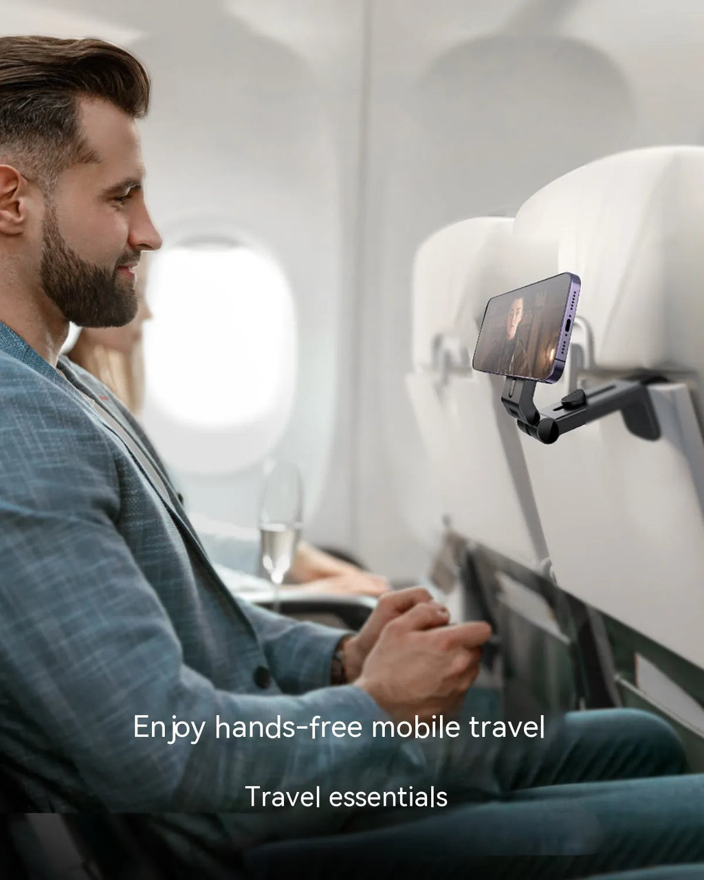 Black universal magnetic desktop phone holder for 4.7 to 7.0 inch devices, made from ABS PC material.