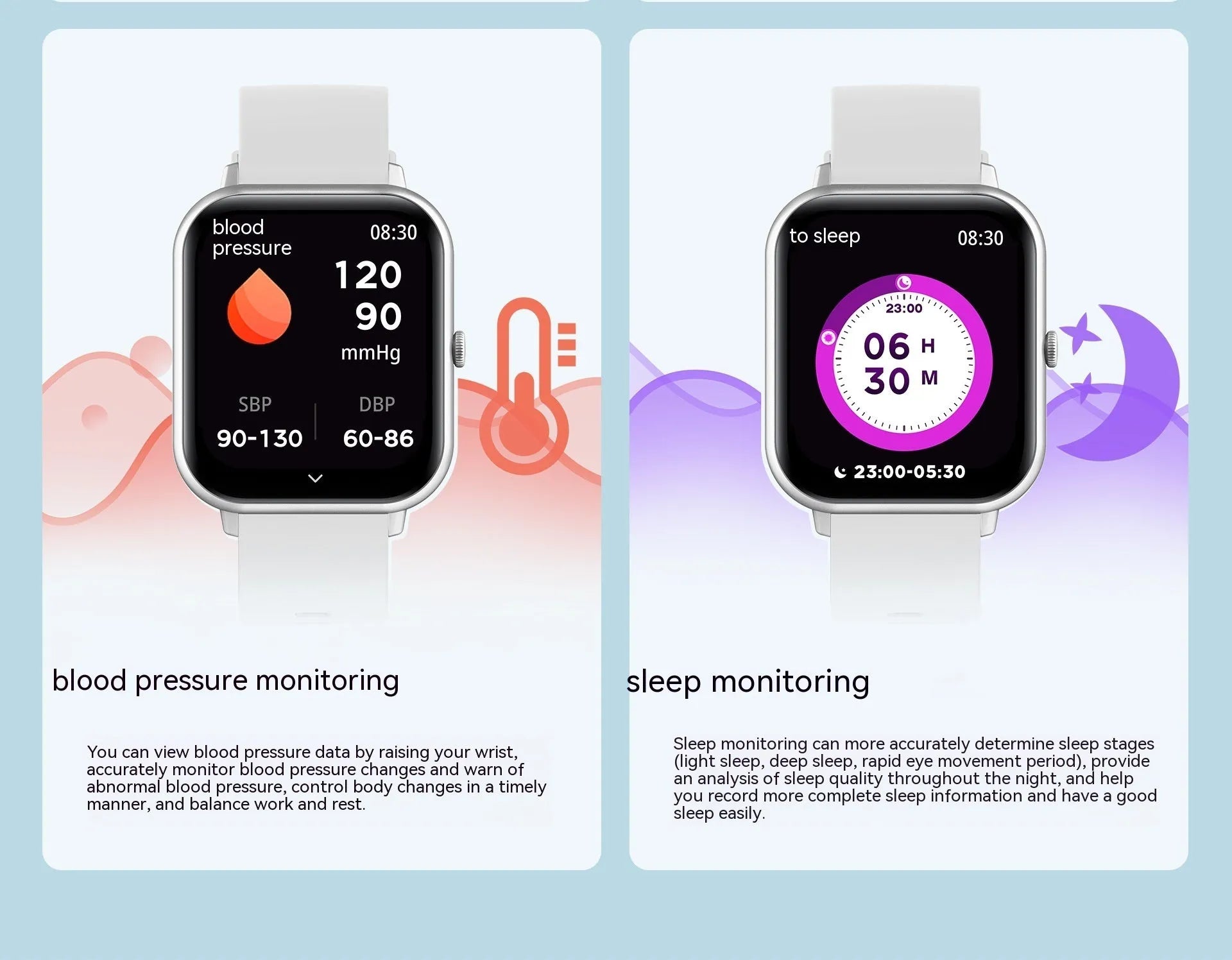 Bluetooth smart watch with heart rate monitoring display showing on TFT touch screen