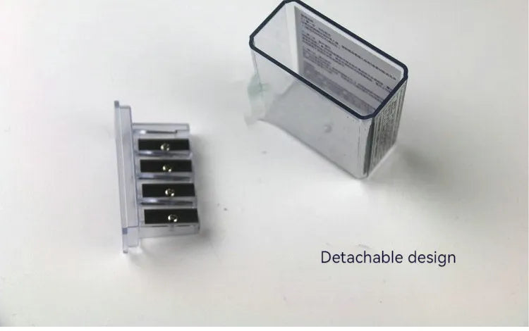 Geometric four-hole pencil sharpener with replaceable blades and screwdriver for creative art use