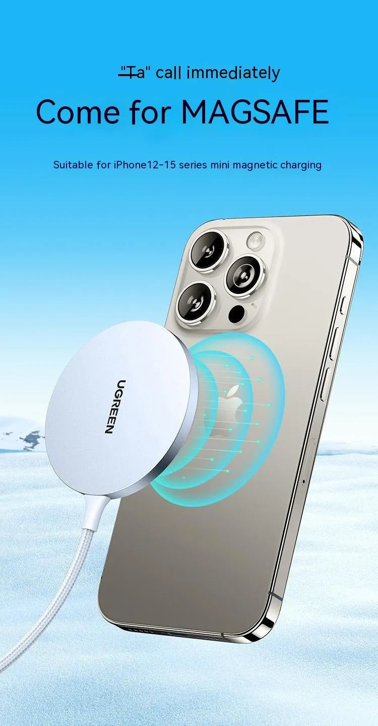 CD245 magnetic wireless charger in star silver with woven fabric surface on a desk