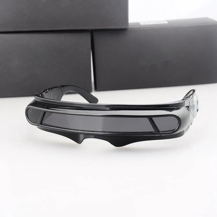Black polarised sports sunglasses with a choice of blue, red, or grey mercury tint lenses.