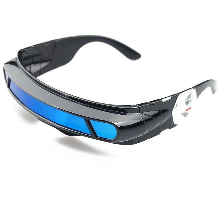 Black polarised sports sunglasses with a choice of blue, red, or grey mercury tint lenses.