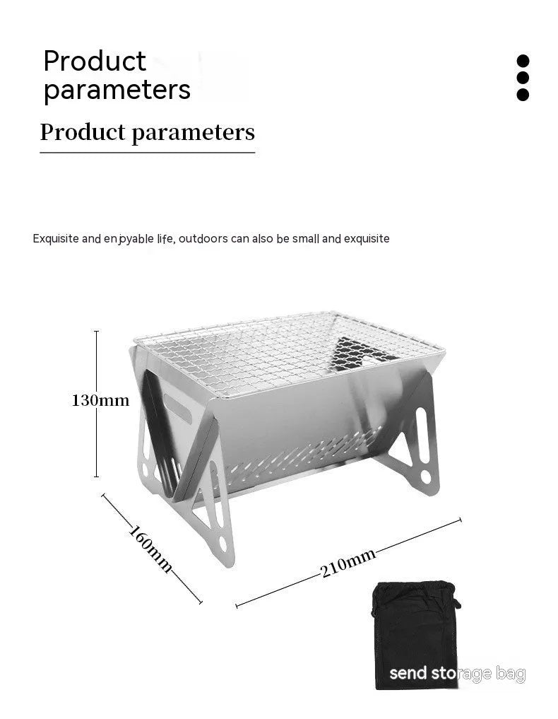 Large stainless steel folding barbecue oven with storage bag for outdoor cooking
