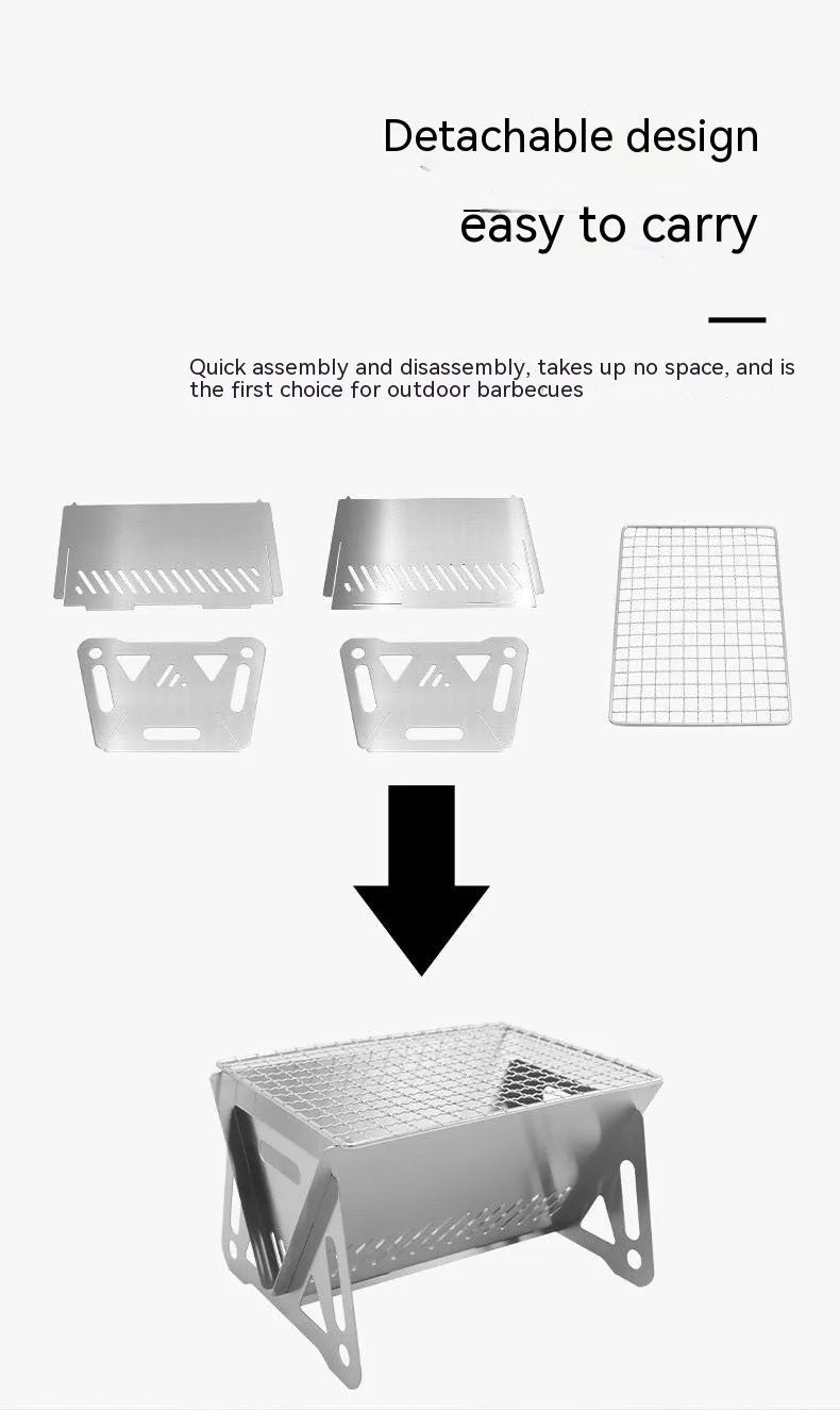 Large stainless steel folding barbecue oven with storage bag for outdoor cooking