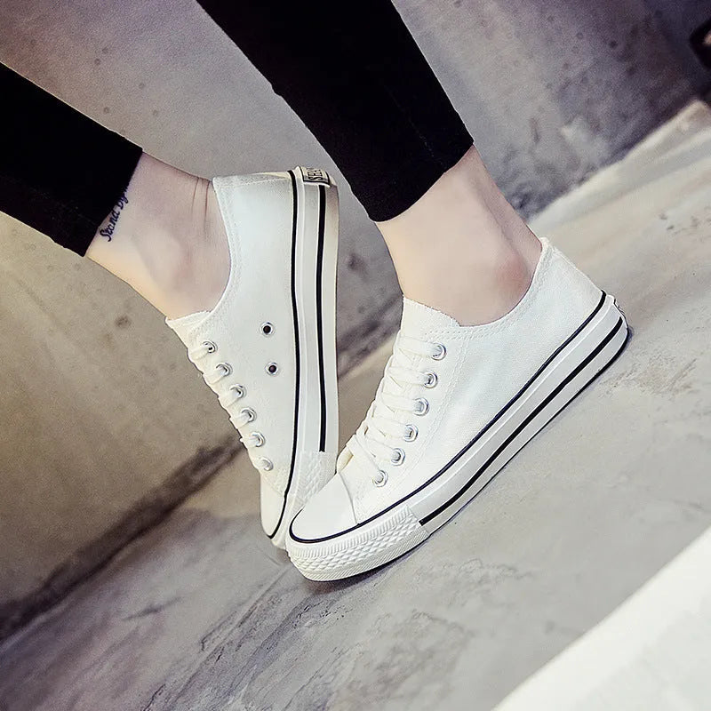 Women's casual canvas shoes in solid colours with canvas upper for summer wear