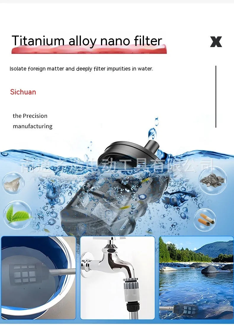 Brushless water gun with stainless steel head 18V for car washing and house cleaning automatic impact 25m spray