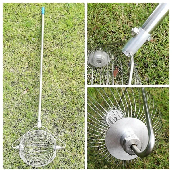 Metallic stainless steel golf ball picker retriever tool