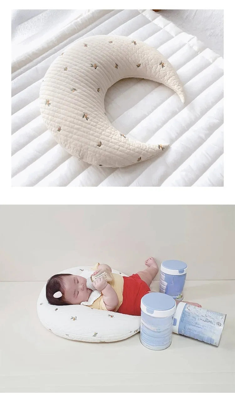 Anti-mite pure cotton nursing U-shape pillow in bear colour, 56cm x 65cm, for baby feeding and sleeping support