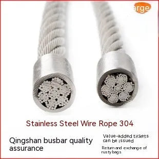 Coiled 304 stainless steel multi-strand security wire rope with coated finish
