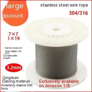 Coiled 304 stainless steel multi-strand security wire rope with coated finish