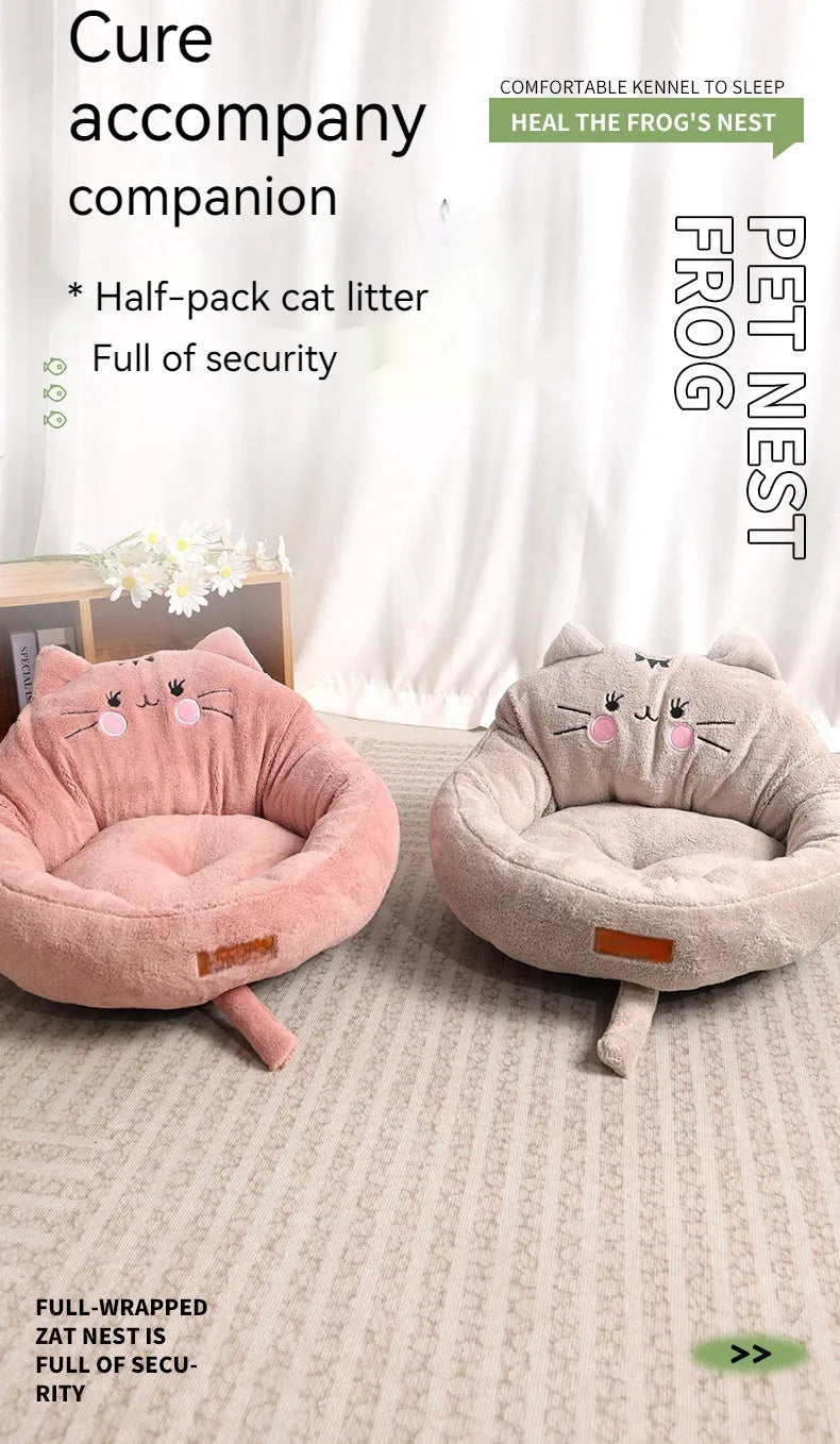 Cloth cat bed dog bed kennel 45x43x25cm in Cat Red colour on floor