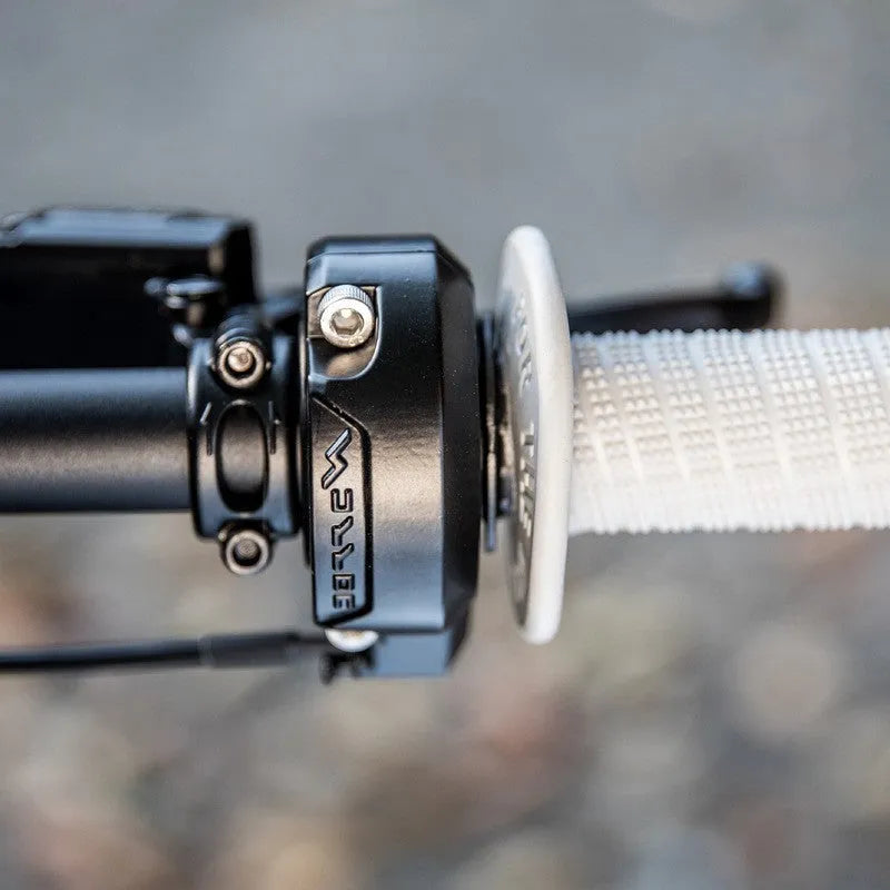 Black electronic throttle handle for Light Bee S off-road vehicle with stainless steel construction