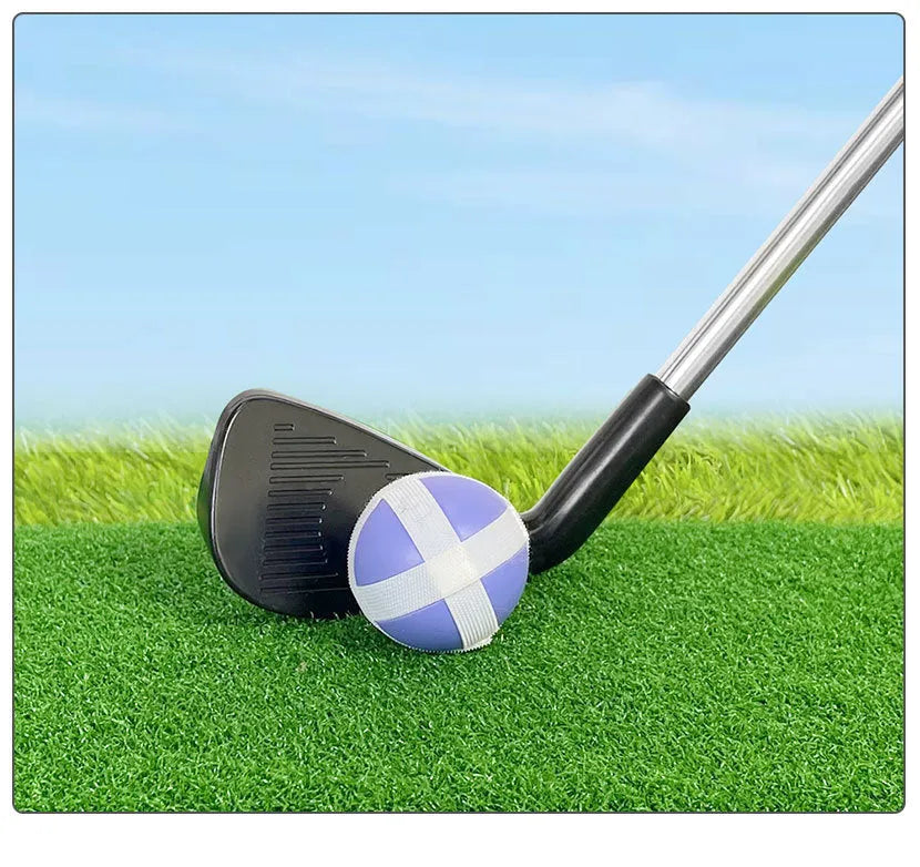 Metal golf club set showing adult and children's colour options for outdoor sports use