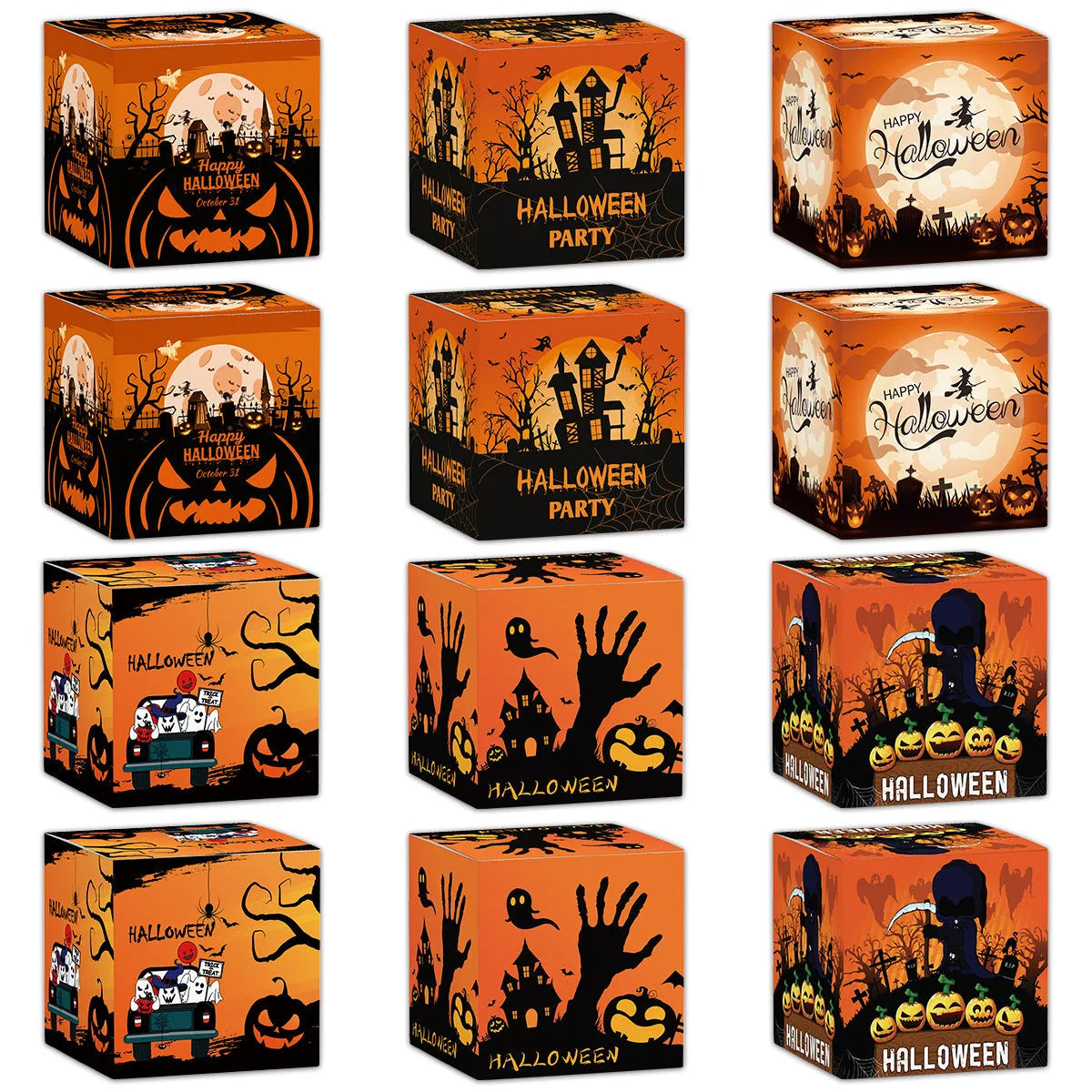 Three-dimensional Halloween paper box set for candy snack packaging with European and American style design