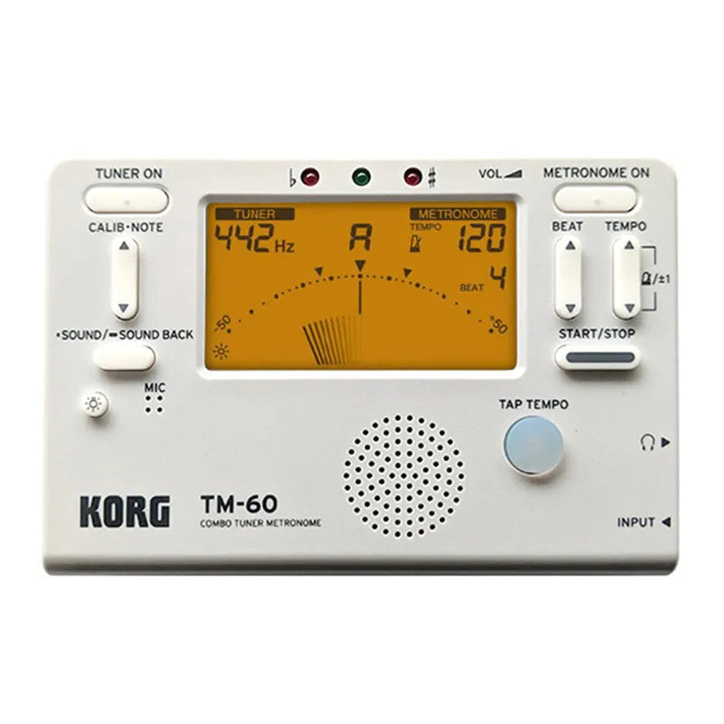 TM-60 universal electronic metronome for piano and guitar with display showing tempo settings
