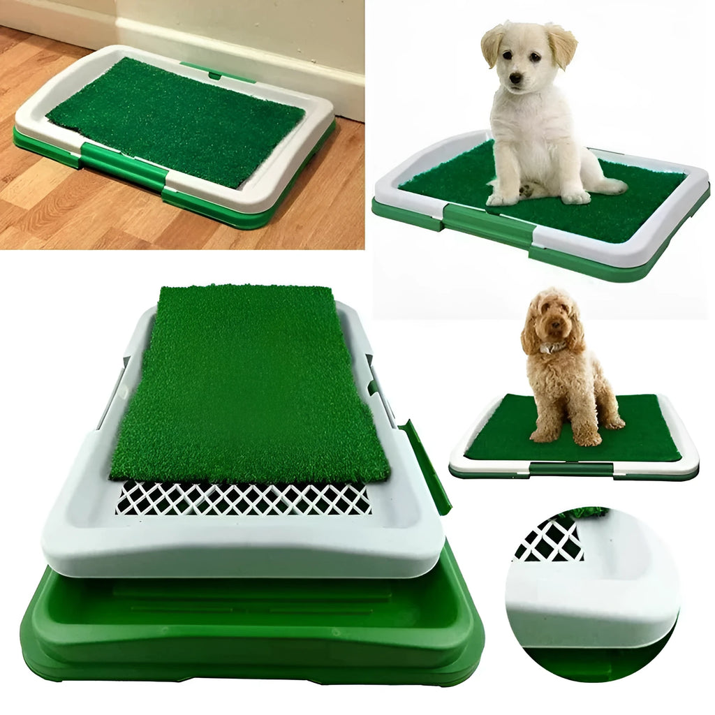 Green dog cleaning tool grid lawn flat toilet with non-toxic antibacterial carpet, 46.5 cm long