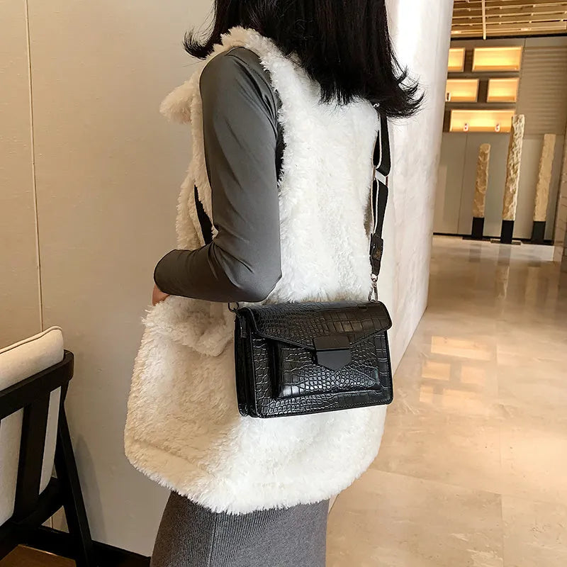 Vintage PU leather crossbody bag showing black, dark brown, khaki and red colour options